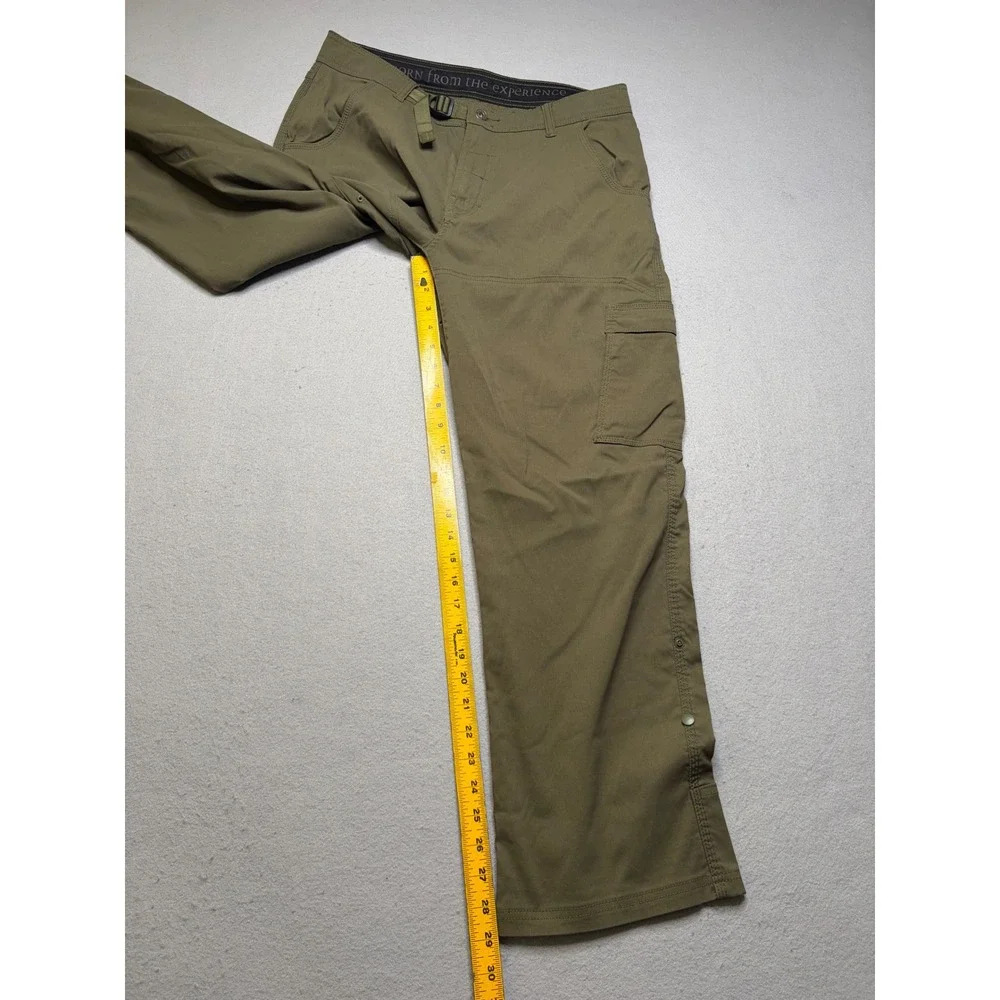 Prana Pants Mens‎ Medium Green Zion Hiking Cargo Integrated Belt Stretch